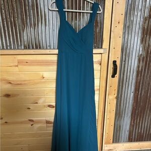 Azazie Teal Sleeveless V-Neck Maxi Dress